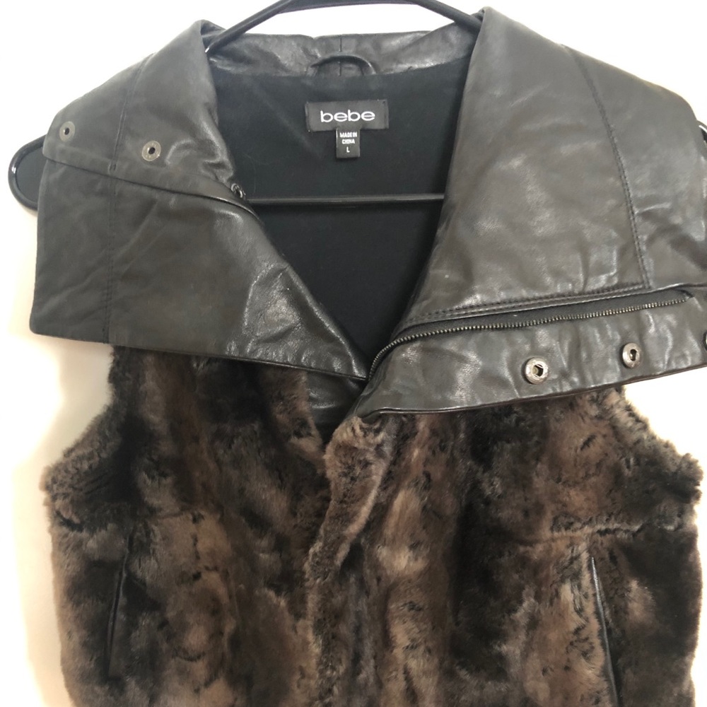 Leather and faux fur vest
